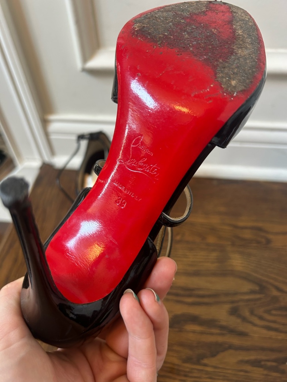 Christian louboutin Crossflika Black Strap Pumps Size 39 Patent  100% Auth - Picture 9 of 10